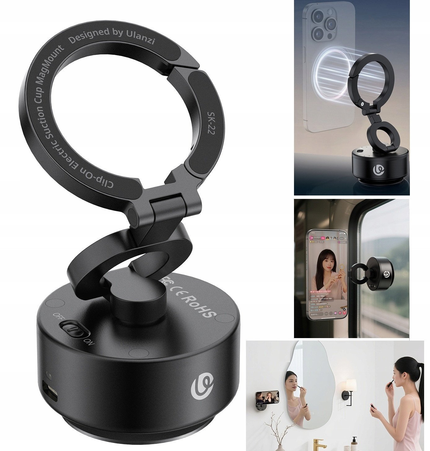 Przyssawka Uchwyt Mocowanie Magnes Magsafe Na Telefon Iphone / Ulanzi Sk-22
