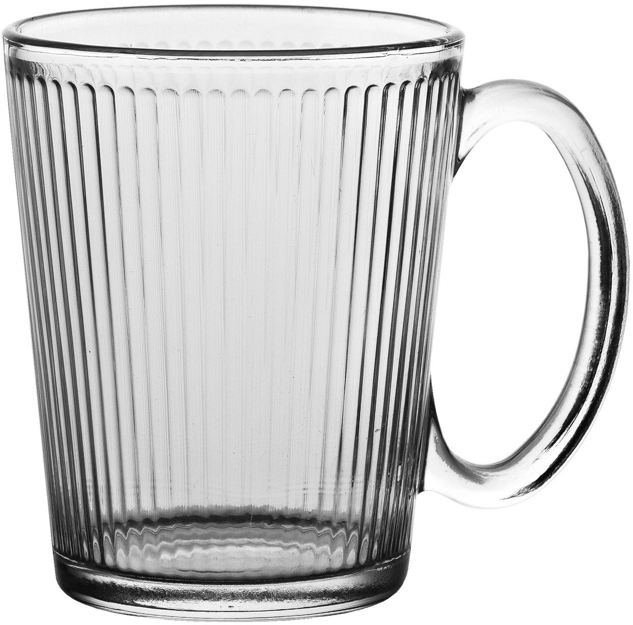 Kubek szklany z uchem 300 ml ryflowany MPLCo