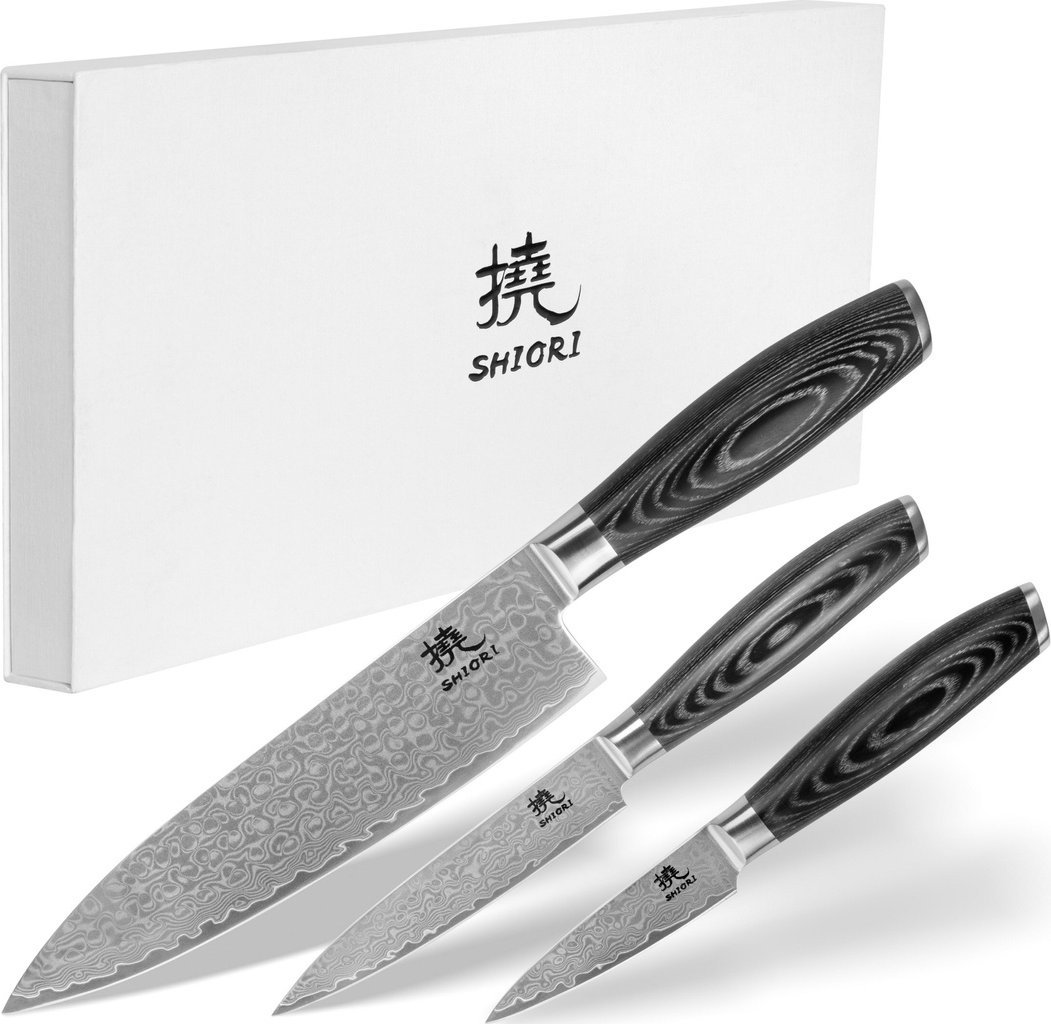 Shiori Shiori 3-Set Kuro V2 Shto + Mur + Sifu - zestaw trzech noży ze stali damasceńskiej