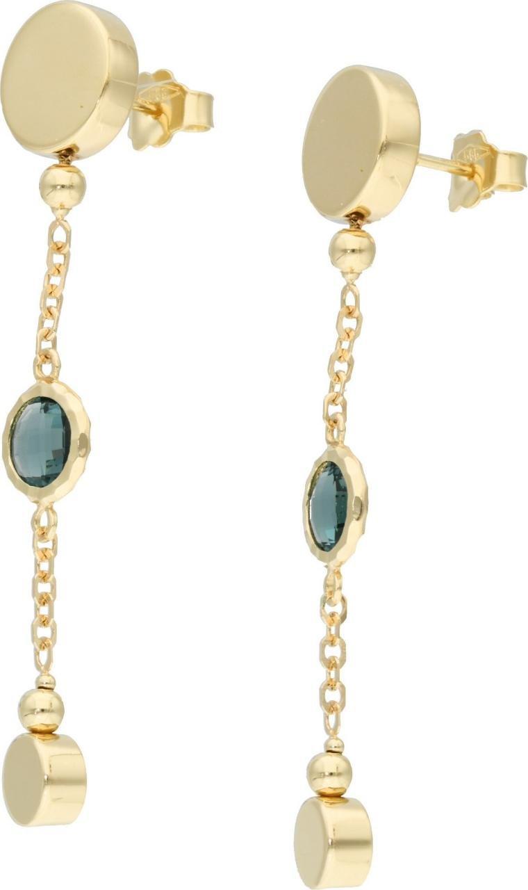 Rosanto Złote kolczyki na sztyft z topazem london blue 585 14k