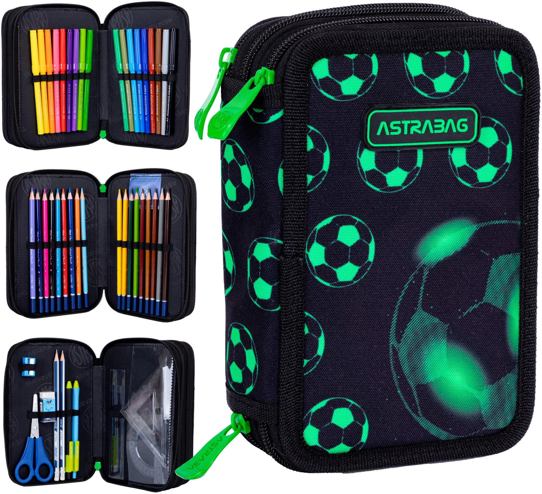 Piórnik potrójny wyposażeniem 46el Jumbo z piłką Neo Football AC31 ASTRA