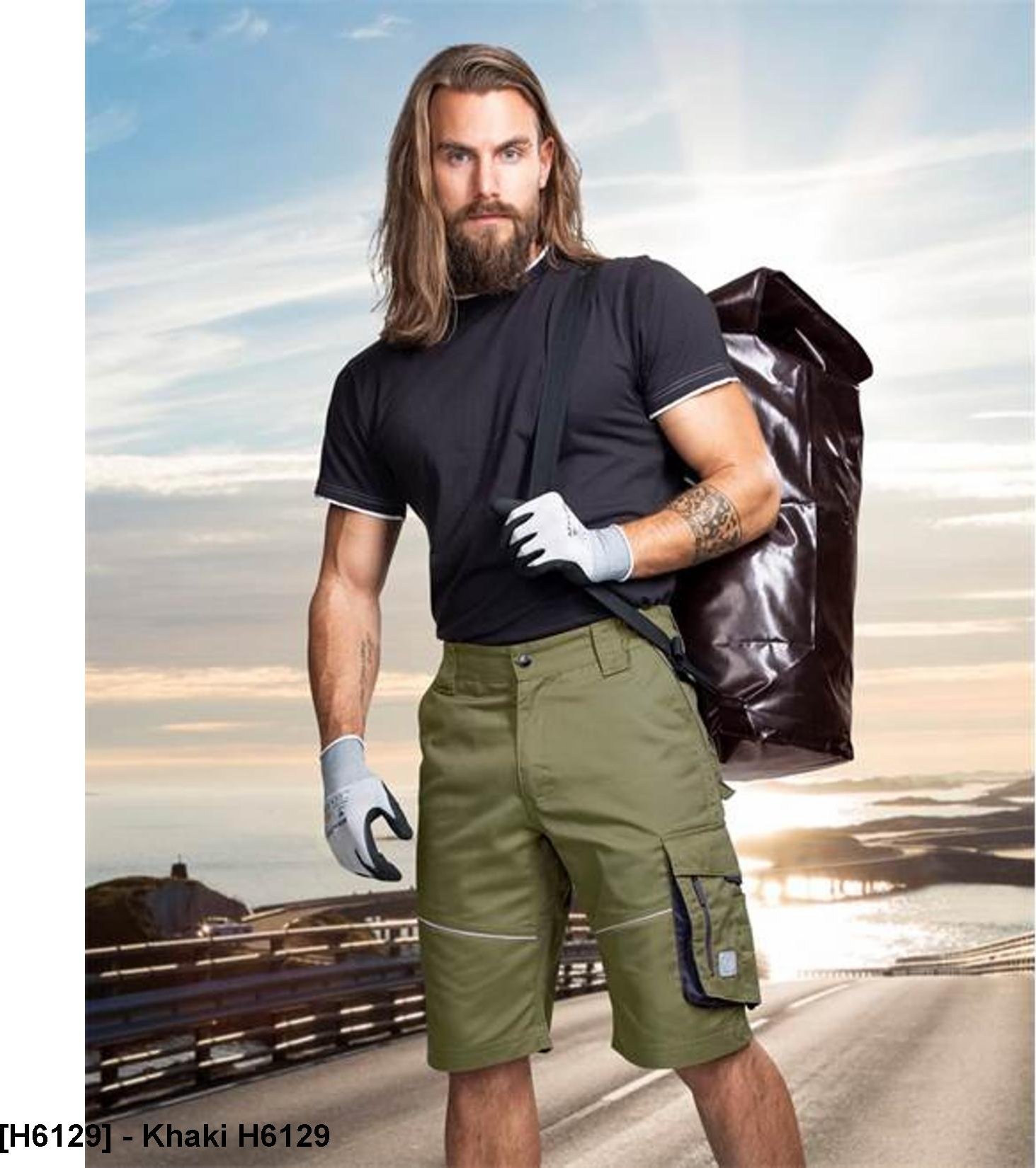 Ardon SUMMER ARDON - modne szorty, dopracowana sylwetka, odblaskowe elementy - Khaki H6129 54