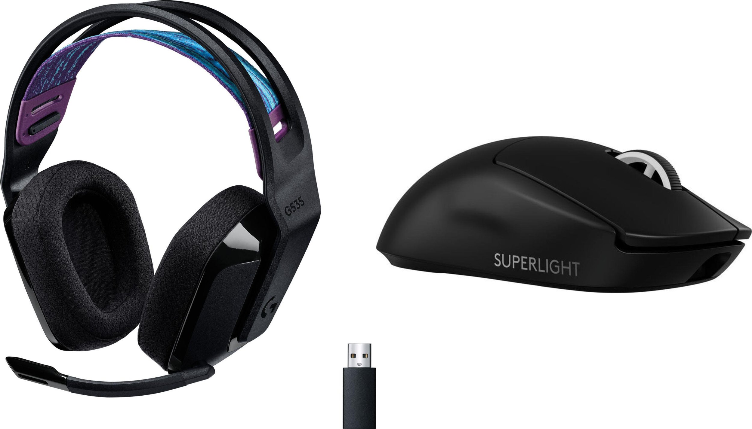 Słuchawki Logitech G535 LIGHTSPEED Czarne (981-000972) + G PRO X SuperLight 2 (910-006630)