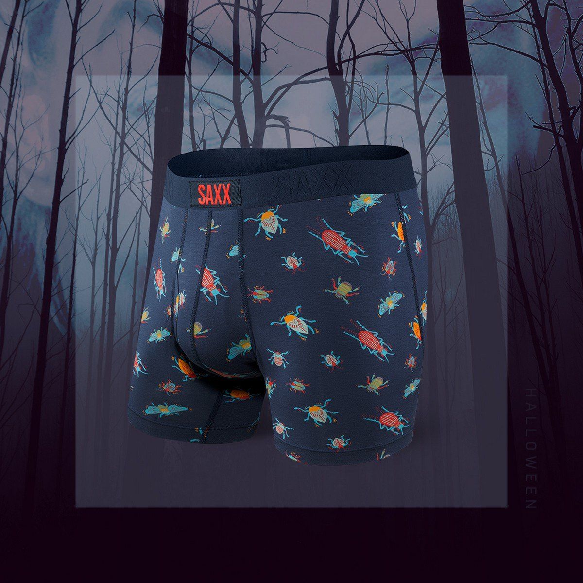 SAXX Bokserki męskie Ultra Boxer Brief Fly Navy Buggin r. S