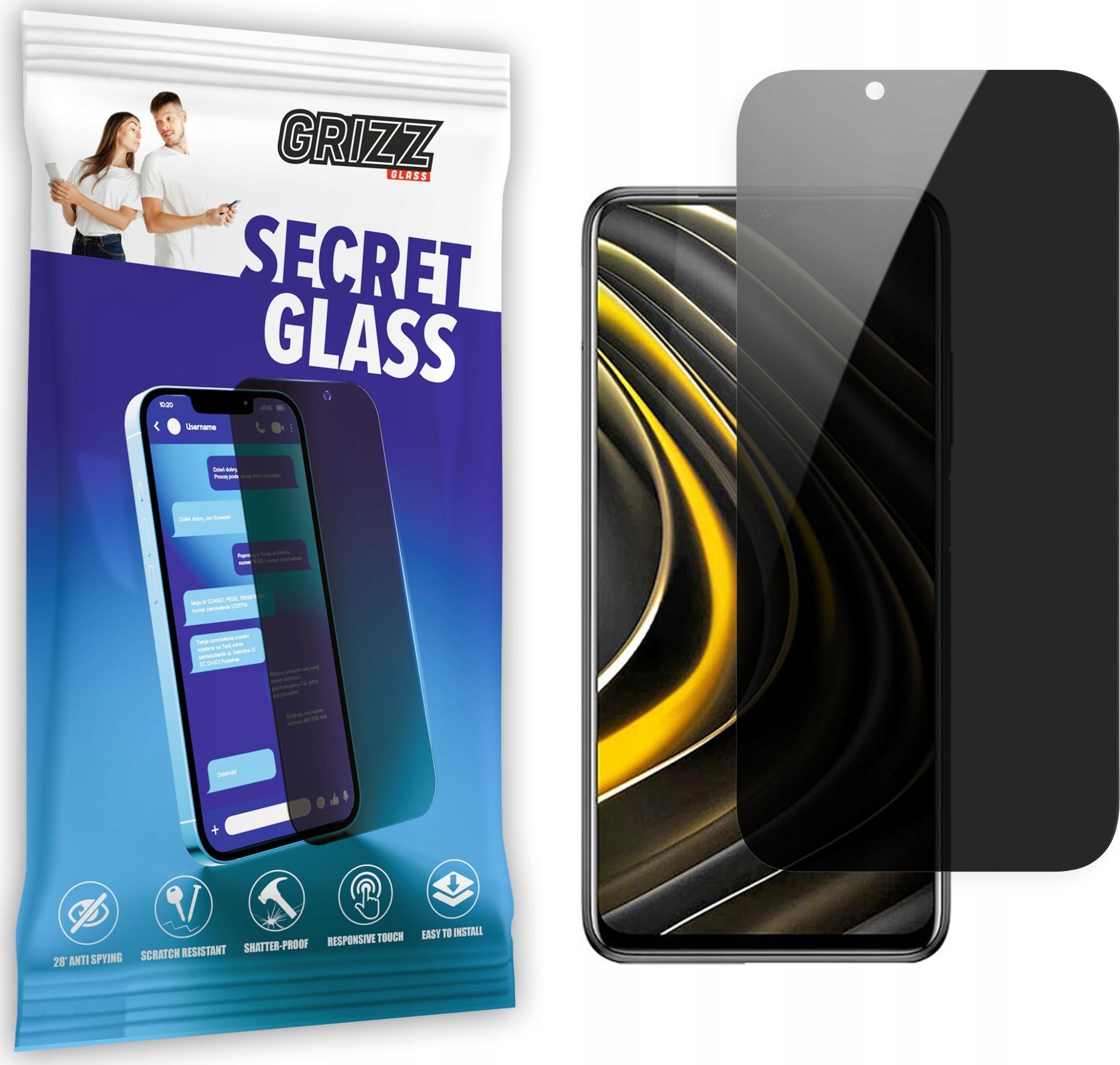 GrizzGlass Szkło prywatyzujące GrizzGlass SecretGlass Xiaomi POCO M3