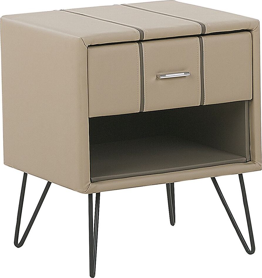 Beliani Szafka nocna ekoskóra beżowa BETIN