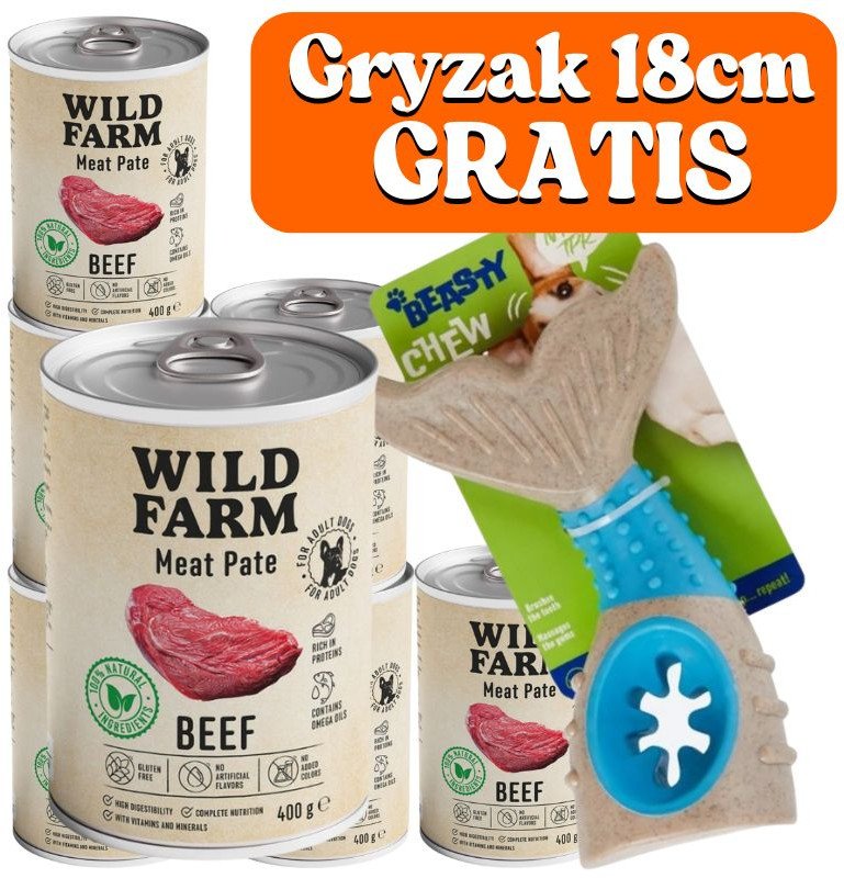WILD FARM Pate Beef 6x400g bezglutenowa karma dla psa