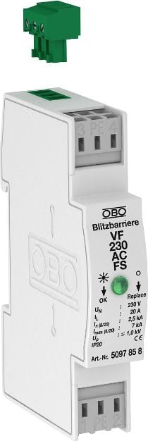 Bettermann Ogranicznik przepięć dla systemów dwużyłowych 255VAC 2,5kA 1,4kV VF230 AC-FS (5097858)