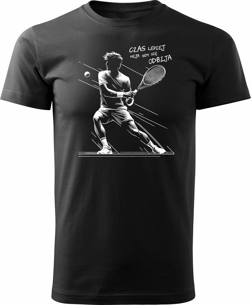 Topslang Koszulka tenis tenisowa z rakietą do tenisa ziemnego z tenisistą tenisem ziemnym męska czarna REGULAR XXL