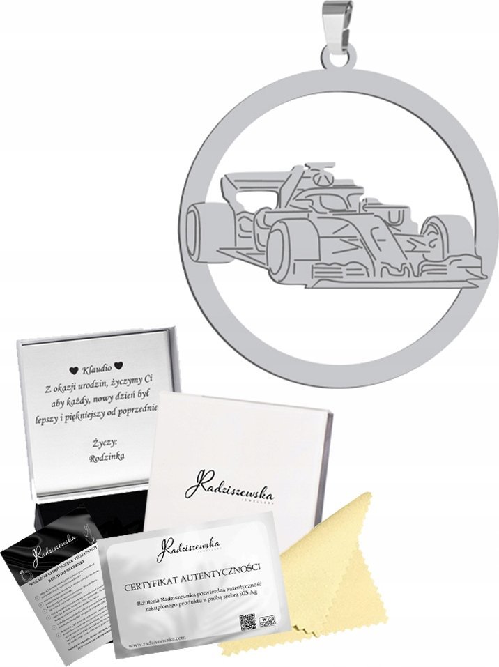 Radziszewska Zawieszka Srebrna Bolid Formuła 1 SREBRO 925 Prezent GRAWER GRATIS