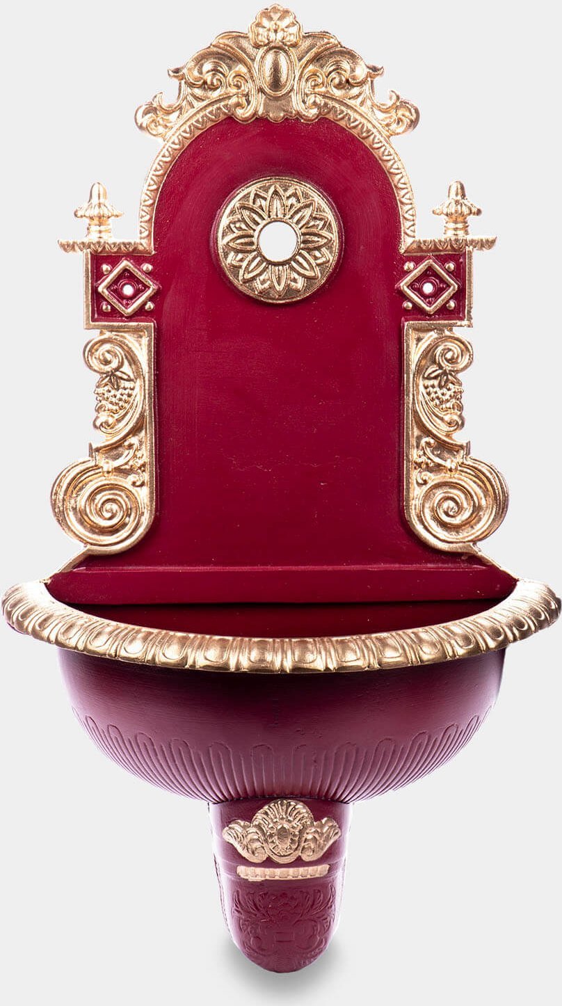 rzezbyzbrazu Zlew Ogrodowy Wylewka Ścienna z Mosiężnym Kranem Czerwono-Złoty