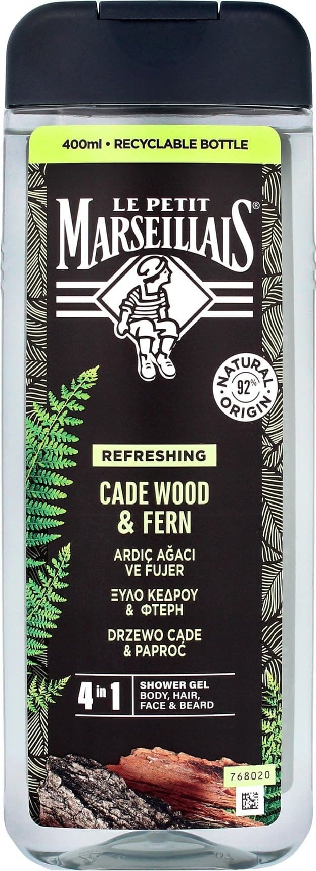 Le Petit Marseillais Żel pod prysznic 4w1 dla mężczyzn Drzewo Cade & Paproć 400ml