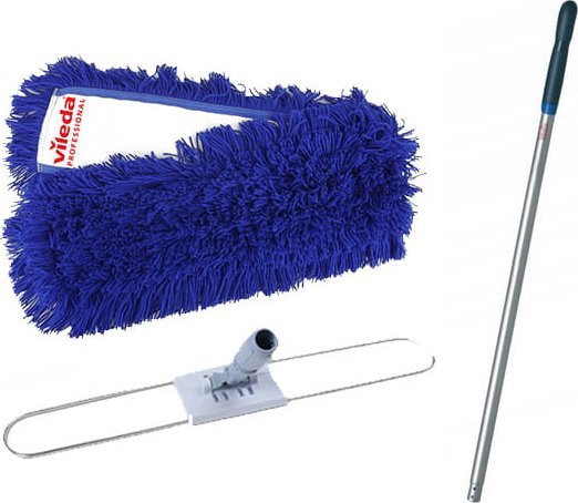 Vileda Zestaw Akrylowy wkład do zamiatania 60 cm + Dustmop uchwyt metalowy do mopa 60 cm + Kij aluminiowy niebieski