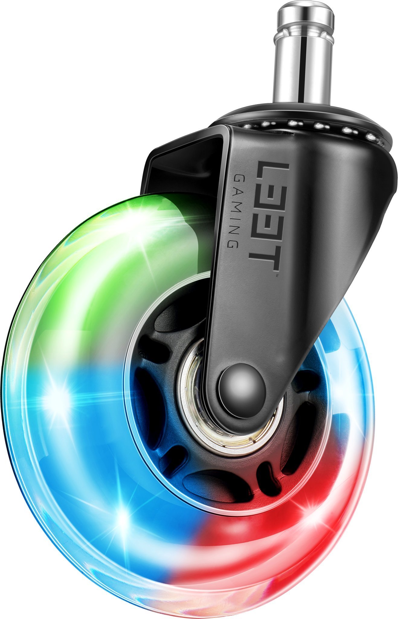 L33T Gaming Fotel kółka - 3" guma - rolki gumowe, RGB-światło migające, 5 szt.