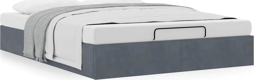 vidaXL Rama łóżka otomana bez materaca, szara, 140x190 cm, aksamit