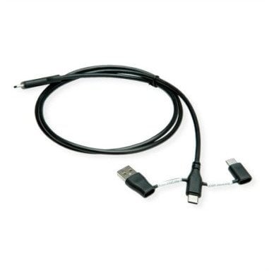 Kabel USB Roline USB-A + USB-C - USB-C 1 m Czarny (11.02.8349)