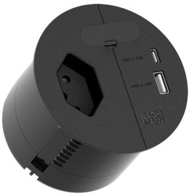 BACHMANN LOOP IN CHARGE T13 USBA/C22W CH, przewód zasilający 2,0 m H05VV-F3G1,5 mm z otworem przelotowym