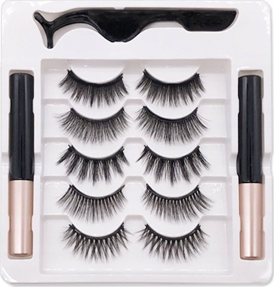Korbi SZTUCZNE RZĘSY MAGNETYCZNE 5 PAR PĘSETA EYELINER