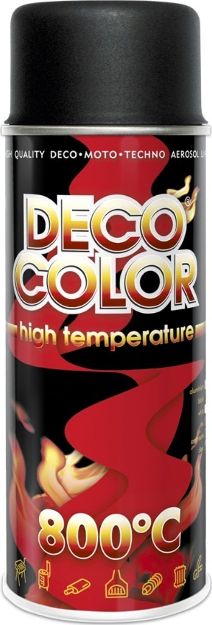 DECO COLOR Farba wysokotemperaturowa w sprayu antracyt 300 stopni High Temperature