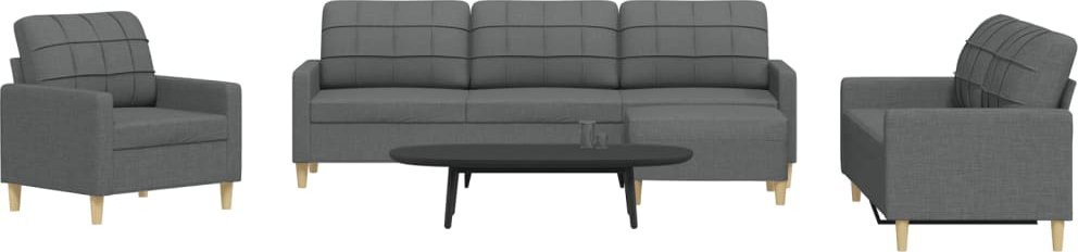 vidaXL vidaXL 4-cz. zestaw sof z podnóżkiem, ciemnoszary, obity tkaniną