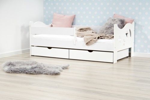 Lelu Design Łóżko 160x80cm Mr Moth z dwiema szufladami kolor biały