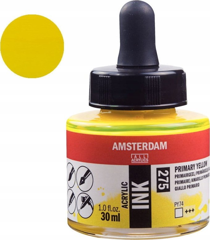 Artequipment Amsterdam Acrylic Ink Bottle Primary Yellow 275