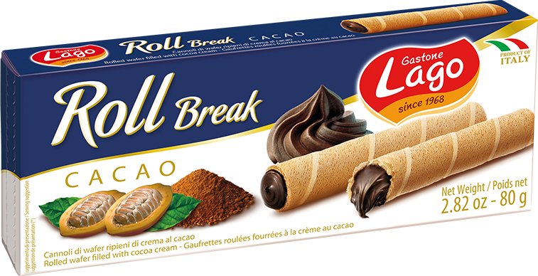 Lago Ciastka z kremem kakaowym Roll Break 80g -