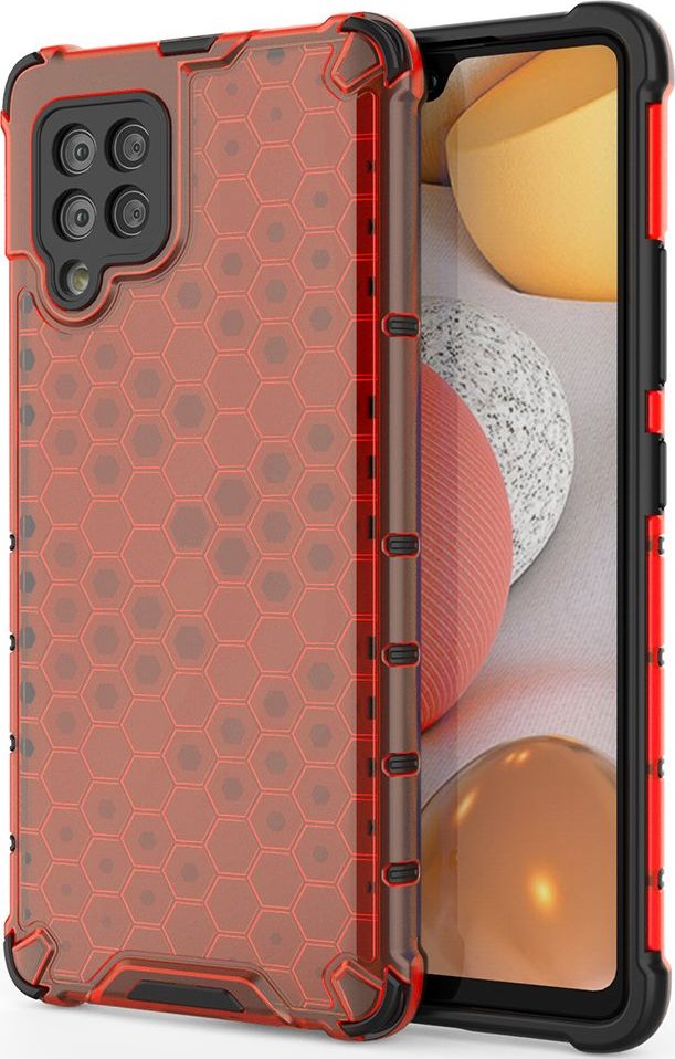Hurtel Honeycomb etui pancerny pokrowiec z żelową ramką Samsung Galaxy A42 5G czerwony