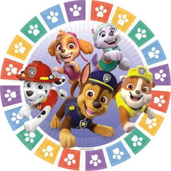 AMSCAN Talerze Psi Patrol PAW PATROL 2022 okrągłe papierowe 23cm 8szt 9914236-66