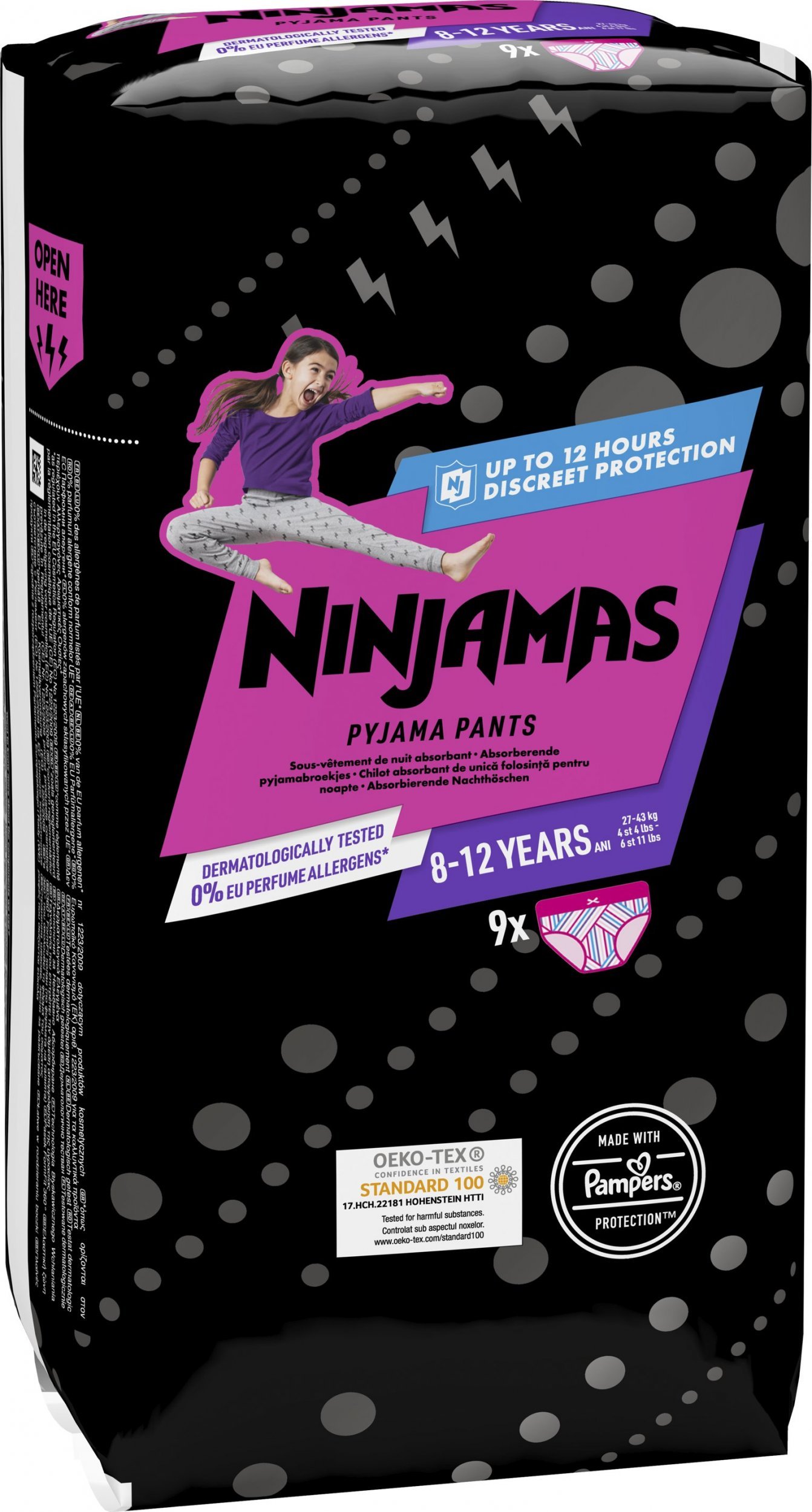 Pampers Pieluchomajtki NINJAMAS CP PANTS 8-XXXLARGE 9 GIRL