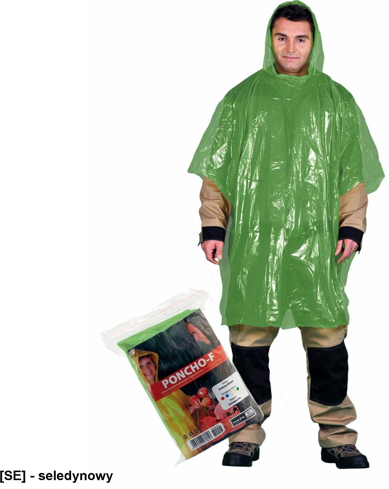 PONCHO-F - Peleryna przeciwdeszczowa typu Poncho - zielony - uni
