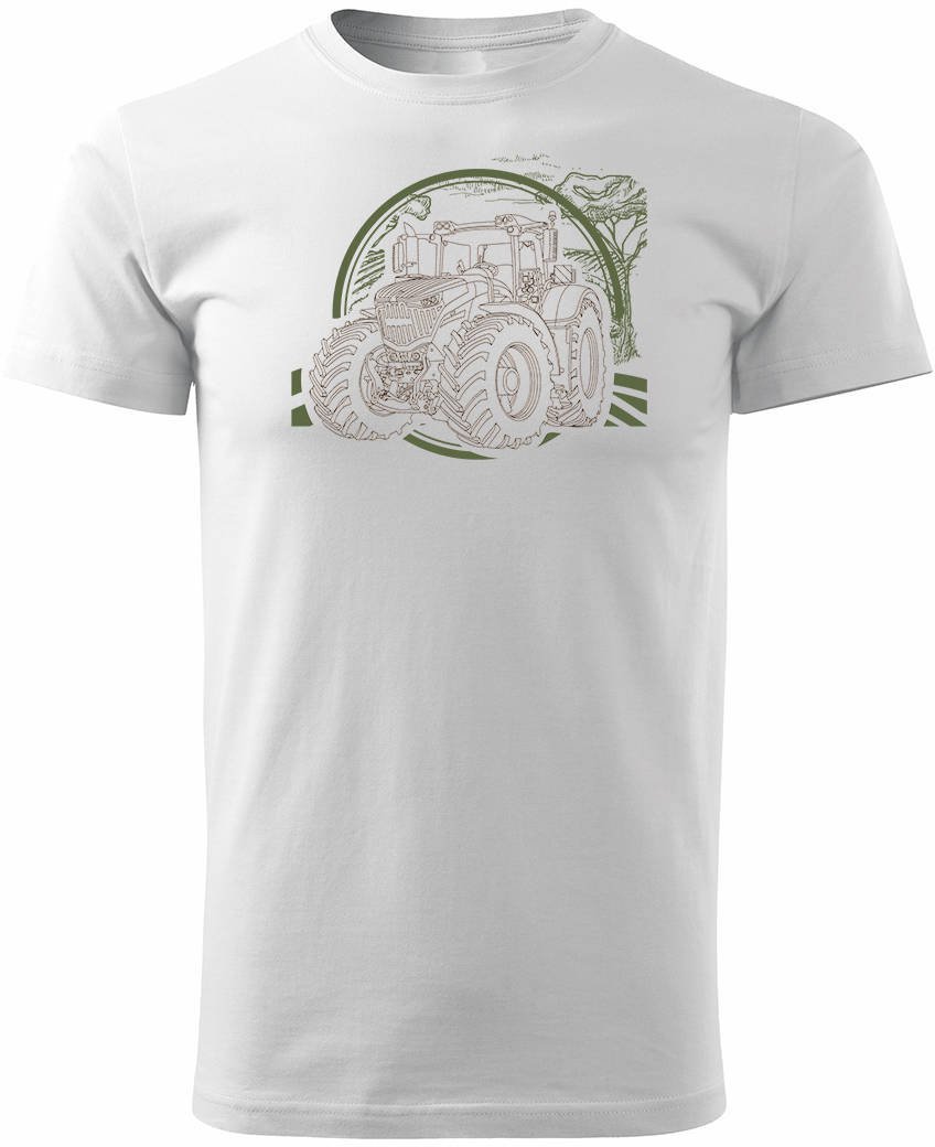 Koszulka z traktorem Fendt dla rolnika męska biała REGULAR XL
