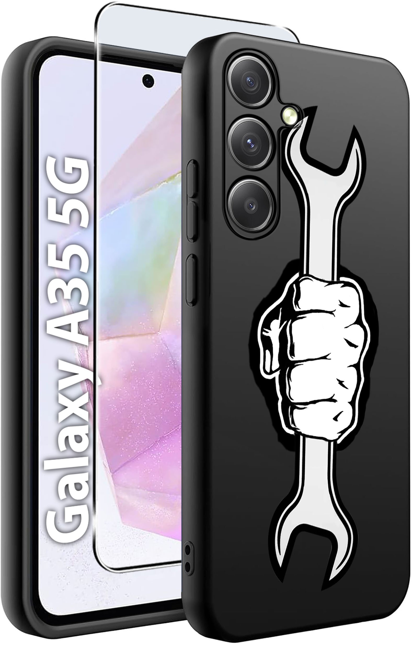 ETUI do Samsung A35 5G WZORY | SILIKONOWE MATT CASE + SZKŁO HARTOWANE 9H