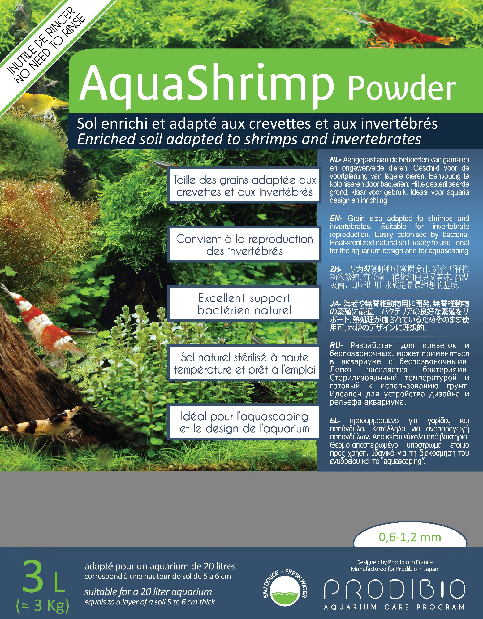 Prodibio AquaShrimp Powder 3 l + BacterKit Soil 6 amp