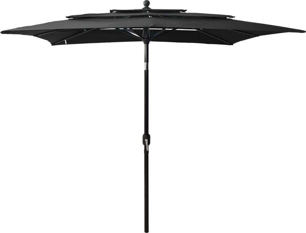 vidaXL 3-poziomowy parasol na aluminiowym słupku, czarny, 2,5x2,5 m