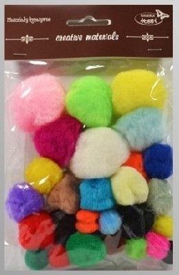 Shan Pompony kolorowe 15mm-40mm 30szt