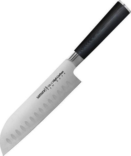 Samura MO-V Nóż Santoku Hollow Ground 180 mm AUS-8, Rękojeść G10