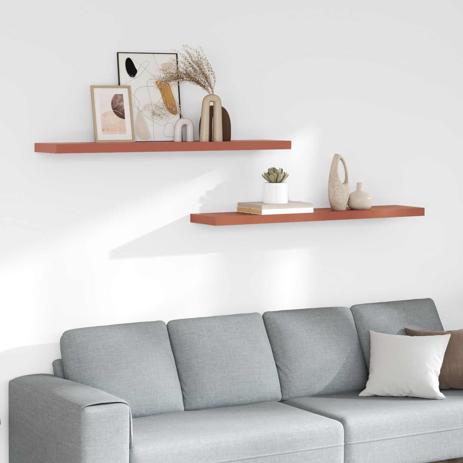 vidaXL Półki ścienne 2 pcs Czerwony 120 x 23,5 x 4 cm