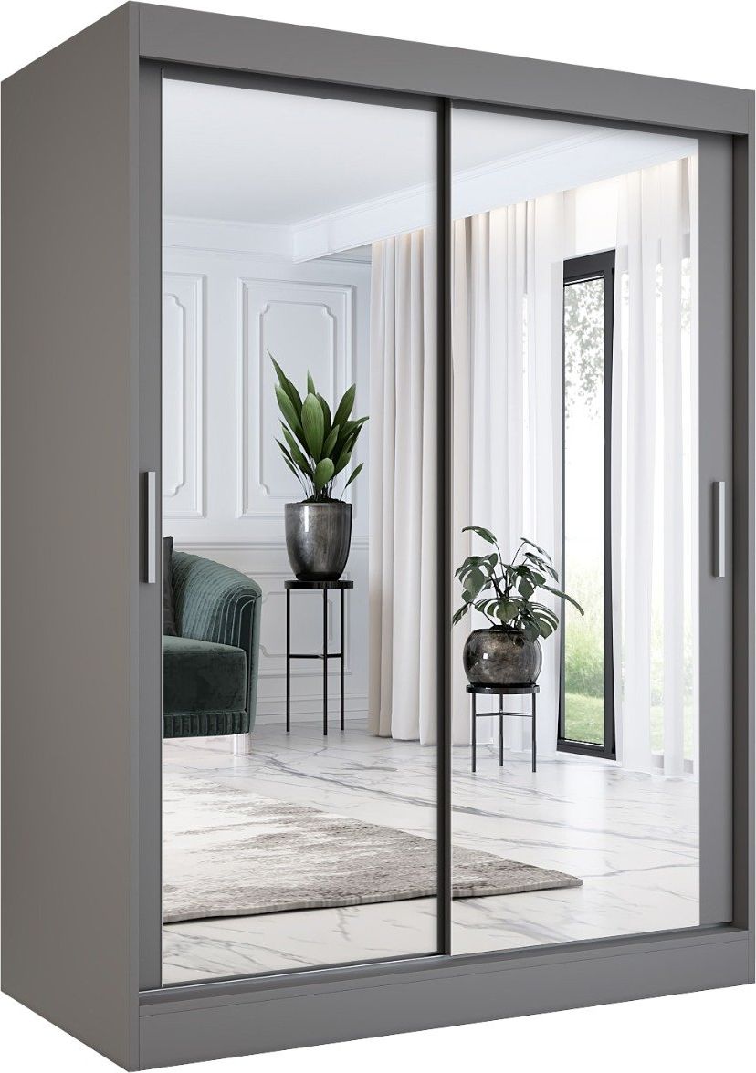 MKPOL Szafa przesuwna MODUO COMFORT 150 antracyt z dwoma lustrami