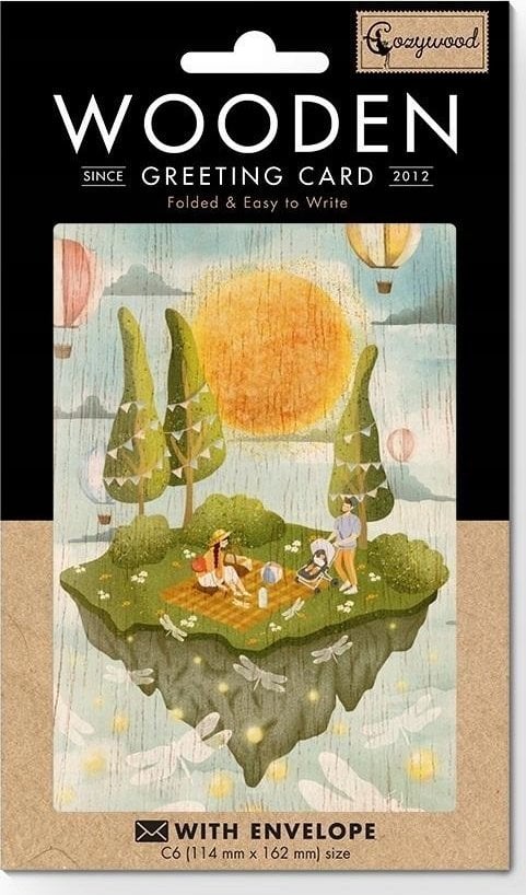 Cozywood Karnet drewniany C6 + koperta Narodziny piknik