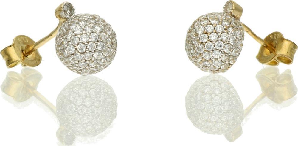 Rosanto Złote kolczyki półkule z cyrkoniami na sztyft 333 8k