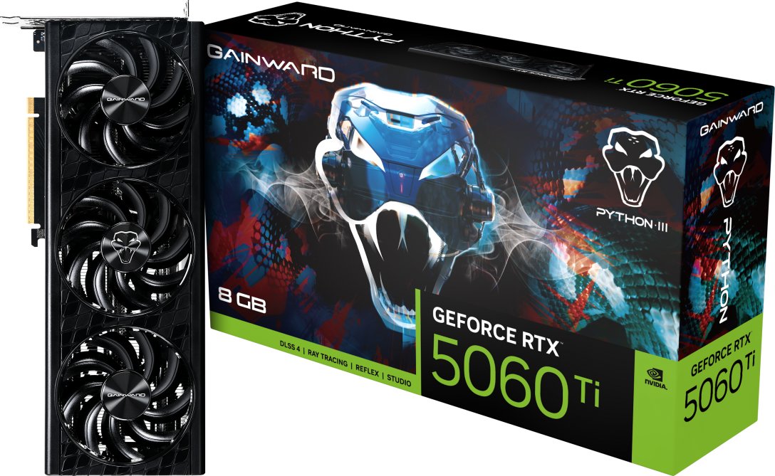 Karta graficzna Gainward GeForce RTX 5060 Ti Python III 8GB GDDR7 DLSS4 (NE7506T019P1-GB2062T)