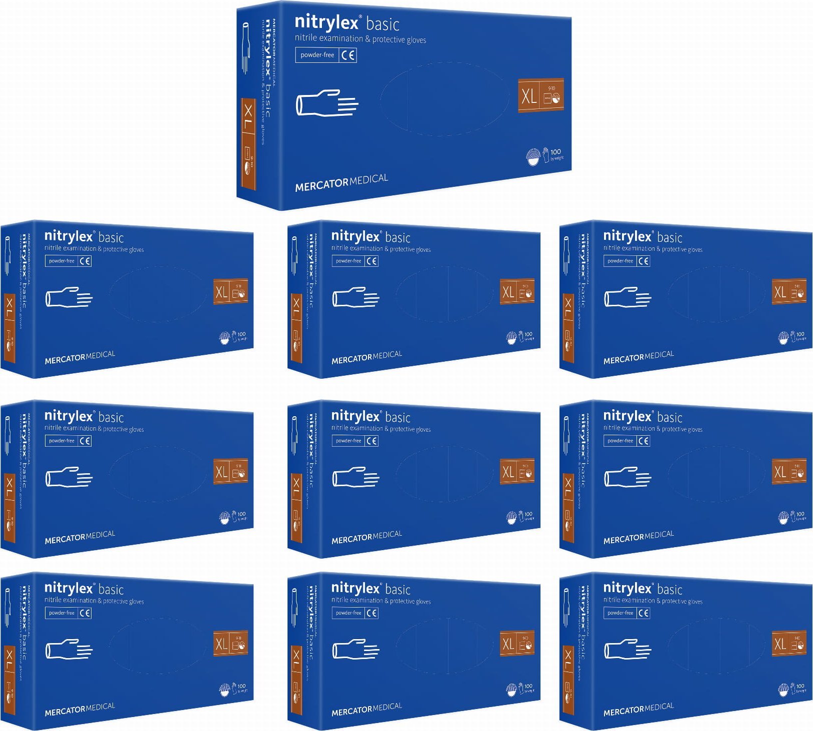 Mercator Rękawice Nitrylowe 100 szt. Nitrylex Basic Dark Blue - 10 kpl. (XL 9-10)