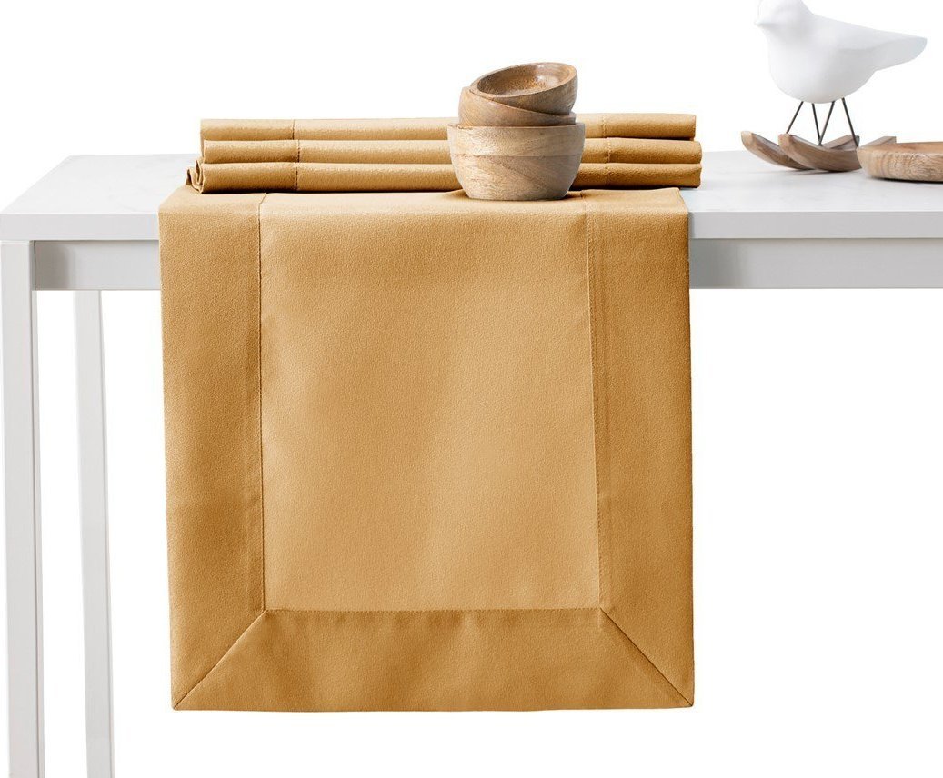 AmeliaHome AmeliaHome Bieżnik plamoodporny gładki mankiet EMPIRE 40X250 złoty