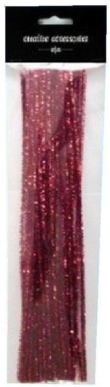 FOLIA Druty chenille 30cm czerwony metallic 25szt