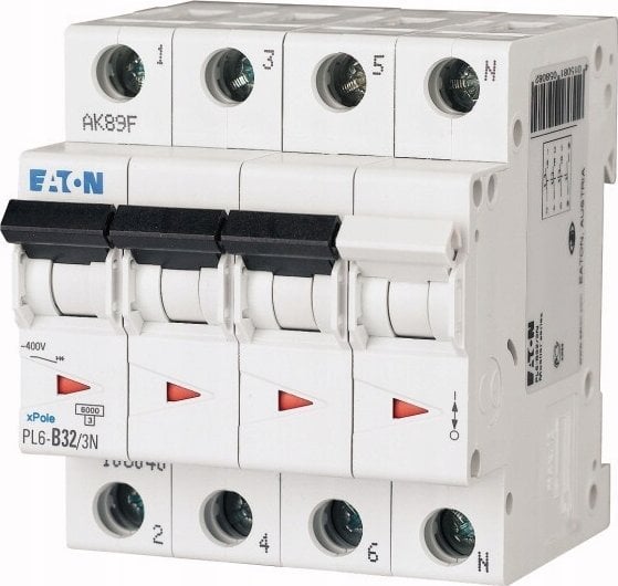 Eaton Wyłącznik nadprądowy 3P+N D 32A 6kA AC PL6-D32/3N 165042
