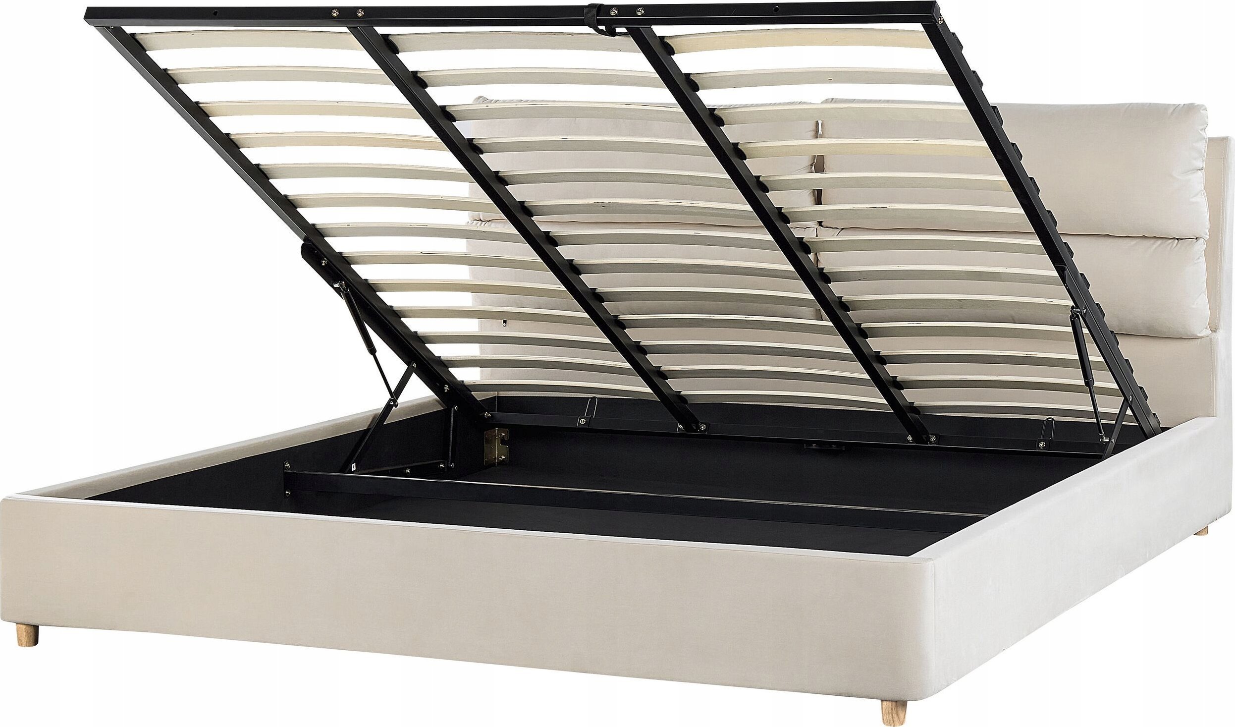 Beliani Łóżko z pojemnikiem welurowe 180 x 200 cm beżowe BATILLY