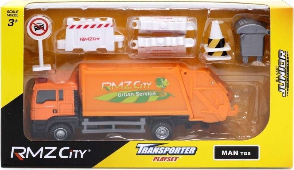 Daffi Śmieciarka + znaki drogowe + pachołki