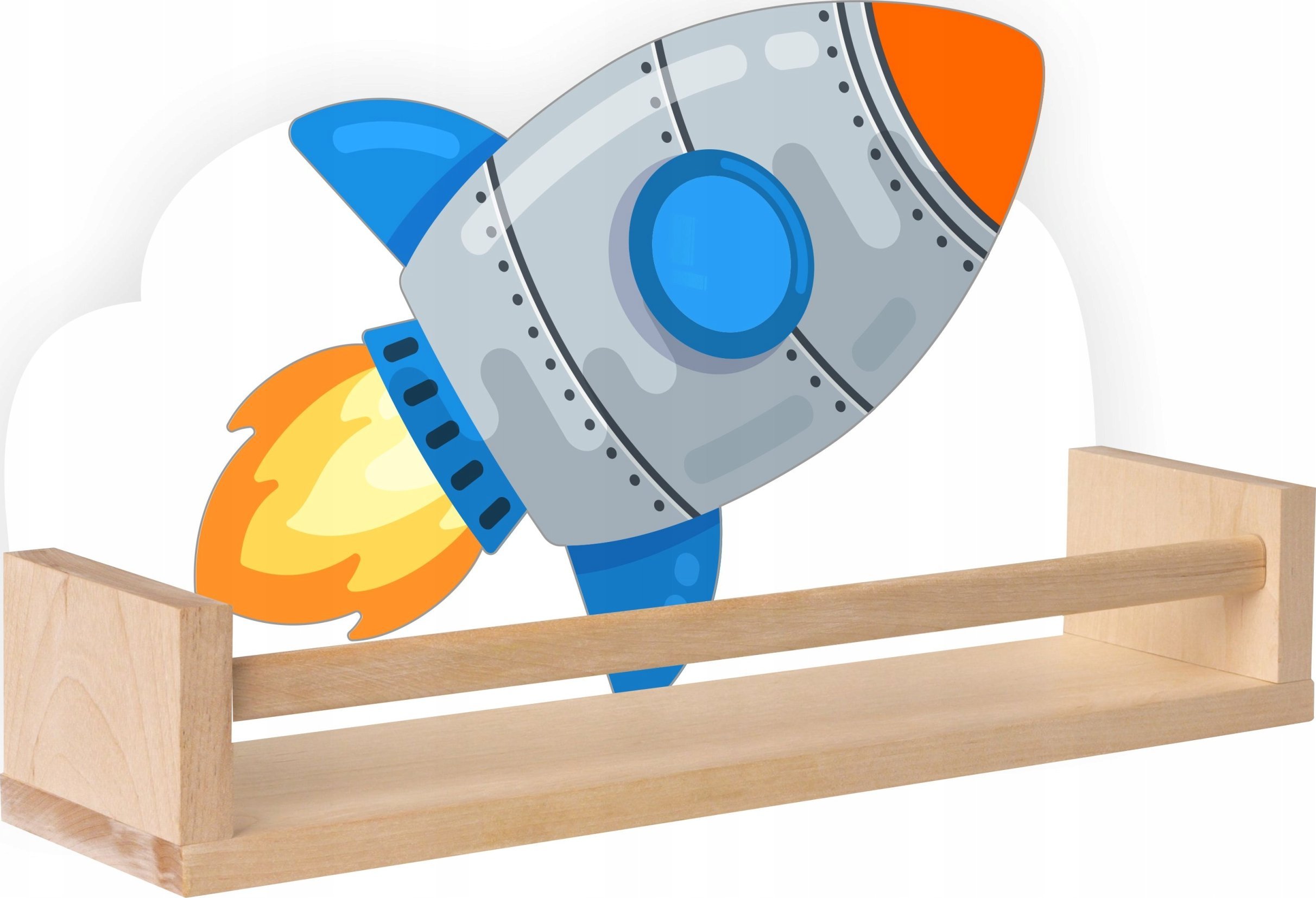 Półka drewniana CHMURKA rakieta kosmos statek