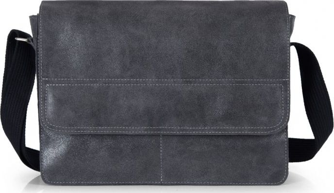 Solome SZARA SKÓRZANA TORBA LISTONOSZKA NA RAMIĘ SOLOME BLACKROCK